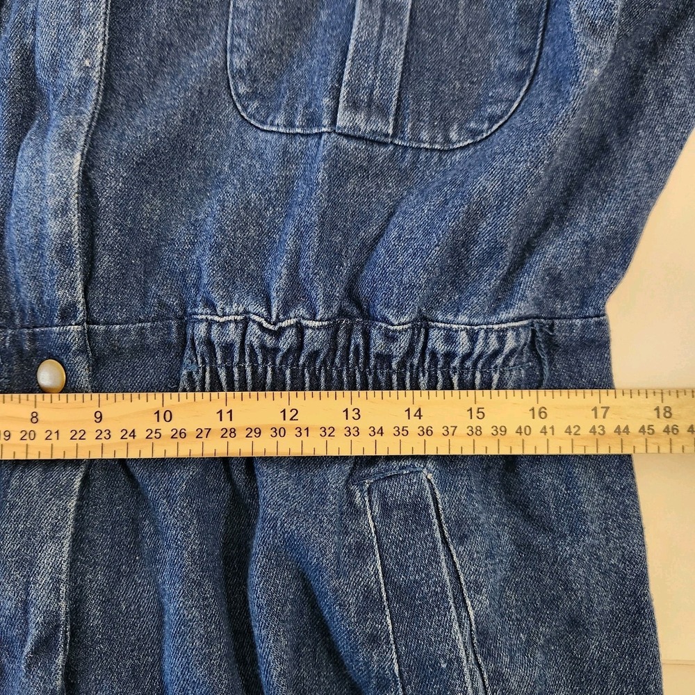 Vintage 80s Oakbrook Sport Denim Jumpsuit Acid Wash Utility Coveralls Blue 12 - Picture 10 of 16